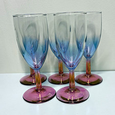 Set of 5 Vintage 1956 Anchor Hocking Nocturne Stemmed Champagne Flutes picture