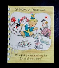Hallmark Birthday Party Spiral-Bound 16-Page Greeting Card Vintage 1950s RARE picture