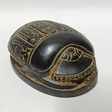 Vintage Egyptian Scarab Beetle Statue, Ancient Style Handmade Pharaoh Decor . picture