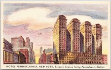 Hotel Pennsylvania NYC 1947 Postcard - Seventh Avenue & Penn Station View picture