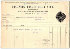 1907 Home Rubber Co. Trenton NJ Mechanical Rubber Goods Bill picture