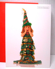 13 Anne Geddes Christmas Greeting Cards LITTLE GIRL Decorated Tree Redhead 1995 picture