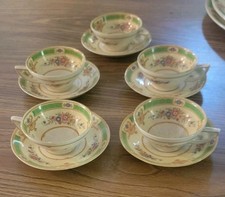 Vintage Set 5 Myott Staffordshire The Arlington Cups & Saucers  picture