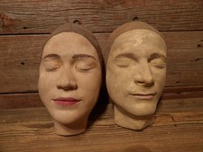 Vintage Man & Woman Gothic Medical Funeral Death Mask Oddity Skull Cadaver picture