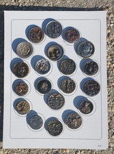 COLLECTION CARD LOT 20 LG ANTIQUE VICTORIAN METAL PICTURE BUTTONS - ALL CLASSICS picture