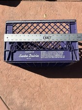 Vintage Santee Dairies Dairy Purple Plastic Milk Crate Metal Band Huskylite picture