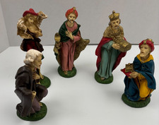 5 Piece Nativity Set Italy Shepard W/Lamb, Joseph and 3 men picture