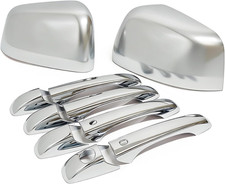 Chrome Side Door Handle and Half Mirror Covers Add-On Style Compatible with Dodg picture