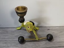 Bronze Sculpture Frog With Barbell, Candle FRANZ BERGMAN Austria Cold Painted picture