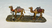 antique 19th century mini cold painted Austrian Vienna bronze man 2 camel statue picture
