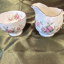 Aynsley Grotto Rose 185 Bone China 2pc Creamer & Sugar Bowl Set Floral picture