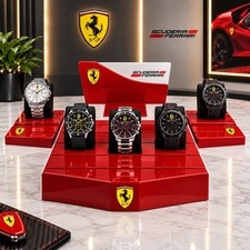 Authentic Ferrari Store Display Watch Stand Set 5 Holders Scuderia Red Used picture