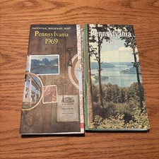 2 Vintage 1969 1970 Pennsylvania Official State Highway Department Road Map picture