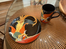 Vintage collectible Fitz & Floyd 12-pc black, gold, multi - porcelain BEAUTIFUL picture
