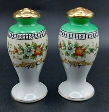 Roseara by Noritake Salt & Pepper Shakers/Green Band/Floral/Black Line/Gold Trim picture