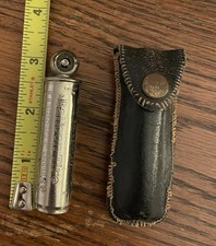 Antique Schrader's Balloon Tire Pressure Gauge in Leather Pouch Pat. 1916-1923 picture