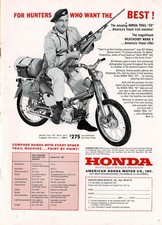 1962 HONDA Trail 50 Model 100T Sport Bike Motorcycle PRINT  AD Hunter w/ Rifle picture