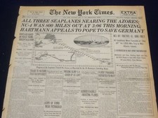1919 MAY 17 NEW YORK TIMES - ALL 3 SEAPLANES NEARING THE AZORES - NT 9250 picture