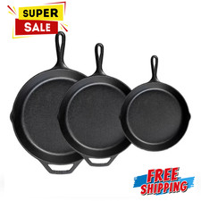 [FASH SALE] Lodge Cast Iron 3 Piece Seasoned Skillet Set Figures Set picture
