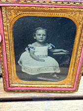 Antique B&W Girl Portrait Photograph in Leather Case picture