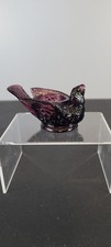 Vintage Amethyst Bird & Berry Glass Open Salt Dip Cellar  picture