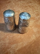 Vintage Godinger Silver Grapevine Salt and Pepper Shakers Set with Caddy Tray picture