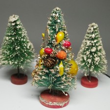 3X VTG Jeweled Bottle Brush Trees 1X Full of Fruit 2X Flocked 5