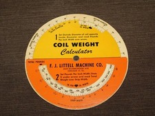 VINTAGE TOOL  1949 F J LITTELL MACHINE CO COIL WEIGHT CALCULATOR picture