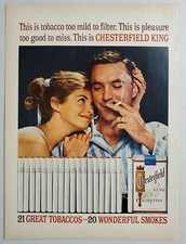 1962 Print Ad Chesterfield King Cigarettes Happy Couple Smoking No Filters picture