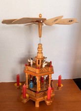 VTG German Christmas  Erzgebirge Nativity 6-candle Wooden Pyramid Tower. 14 inch picture