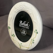 Belleek Ireland Daisy Oval Picture Frame Shamrock Fine Parian China 6.5” picture