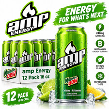 Mtn Dew AMP Energy, Original, Energy Drink Caffein, B Vitamins, 16 Oz Pack of 12 picture