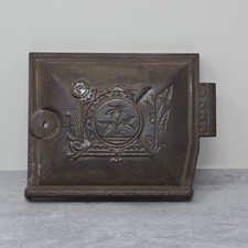 Antique Cast Iron Wood Fired Oven Door Circa 1880s-1910 picture