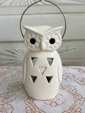 Vintage 1970s Lego Japan White Owl Hanging Tea Light Candle Holder picture