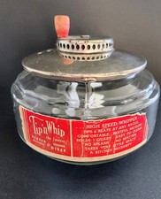 Vintage Hand Crank Egg Beater Tip N Whip 1 quart Glass Jar farmhouse kitchen picture