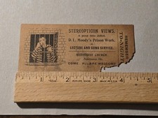 RARE DWIGHT D. L. MOODY TICKET Stereopticon Views Prison Work Methodist Event picture