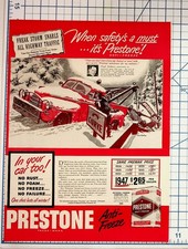 1947 Prestone Anti-Freeze Magazine Ad Vintage Car Snow Tow Truck Ephemera picture