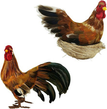 8.8 Inches Feathered Rooster Decor and Hen as Fall Decorations picture