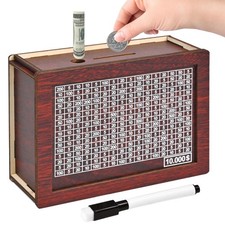 krlladetiy 10000 Savings Challenge Box Wooden Money Saving Piggy Bank for Adu... picture