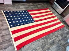 Vintage HORTIE-VAN Mfg Co. 48 Star American Flag PASADENA 5x8 LARGE XL RARE picture