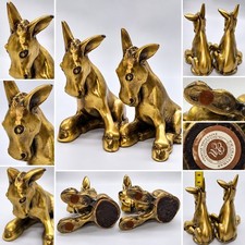(2) Vintage Brass Donkey PM Craftsman MCM Jackass Unique - Oddity - Heavy Brass picture