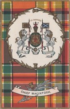 Clan Macintosh Scottish Tartan Heraldic Postcard c.1910 Ja-Ja Coat of Arms picture