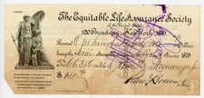 1879 Equitable Life Assurance Society Insurance Premium Receipt New York Signed picture