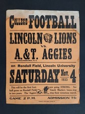 1933 antique LINCOLN UNIVERSITY FOOTBALL POSTER oxford pa African American picture