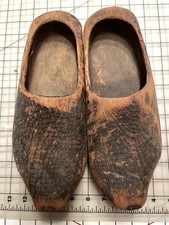 Antique Hand-carved Wooden Shoes Klompen Sabots picture