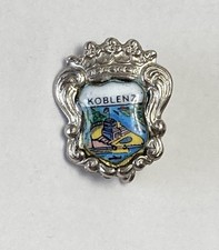 Vintage Koblenz Germany Crest Acrylic Metal Pin Rivers Crossing picture