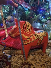 17 INCH TALL ULTRA RARE Antique 1920's Nils Olsson Folk Art Sweden DALA Horse picture