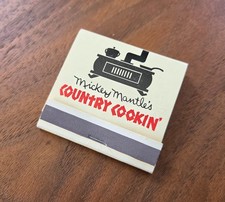 1968 MICKEY MANTLE Country Cookin Restaurant Matchbook-Unstruck-TX-Baseball-BLUE picture