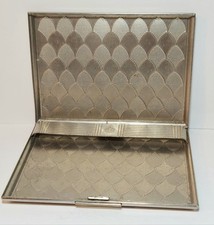 Vintage Evans 1950's Cigarette Case Mid Century Silvertone Fish Scale Design picture