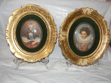 2 Vintage Italian Florentine Gilt Victorian Frames Pair ornate framed ladies picture
